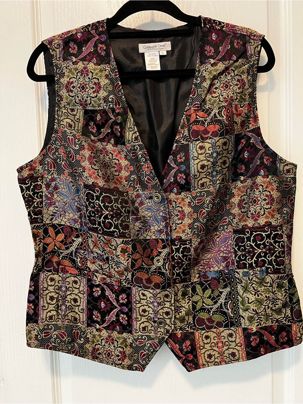 Vintage Coldwater Creek patchwork print vest size large